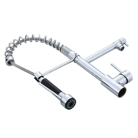 Faucet, Chrome Plated Kitchen Swivel Spout Single Handle Faucet Pull Down Spray Mixer