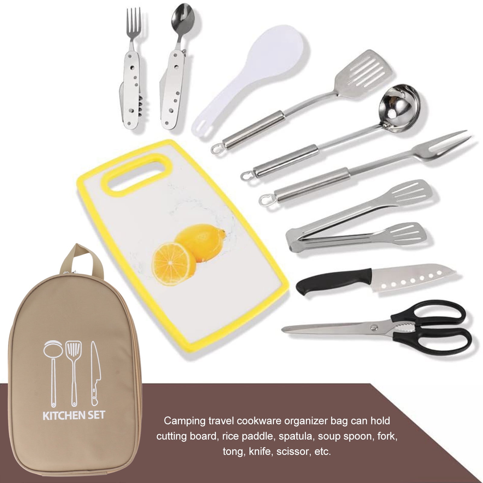 Sac De Rangement Pour Ustensiles De Camping – étanche, Léger, Avec Poignée Et Poches Multi-usages, Parfait Pour Le Barbecue Et Les Pique-niques