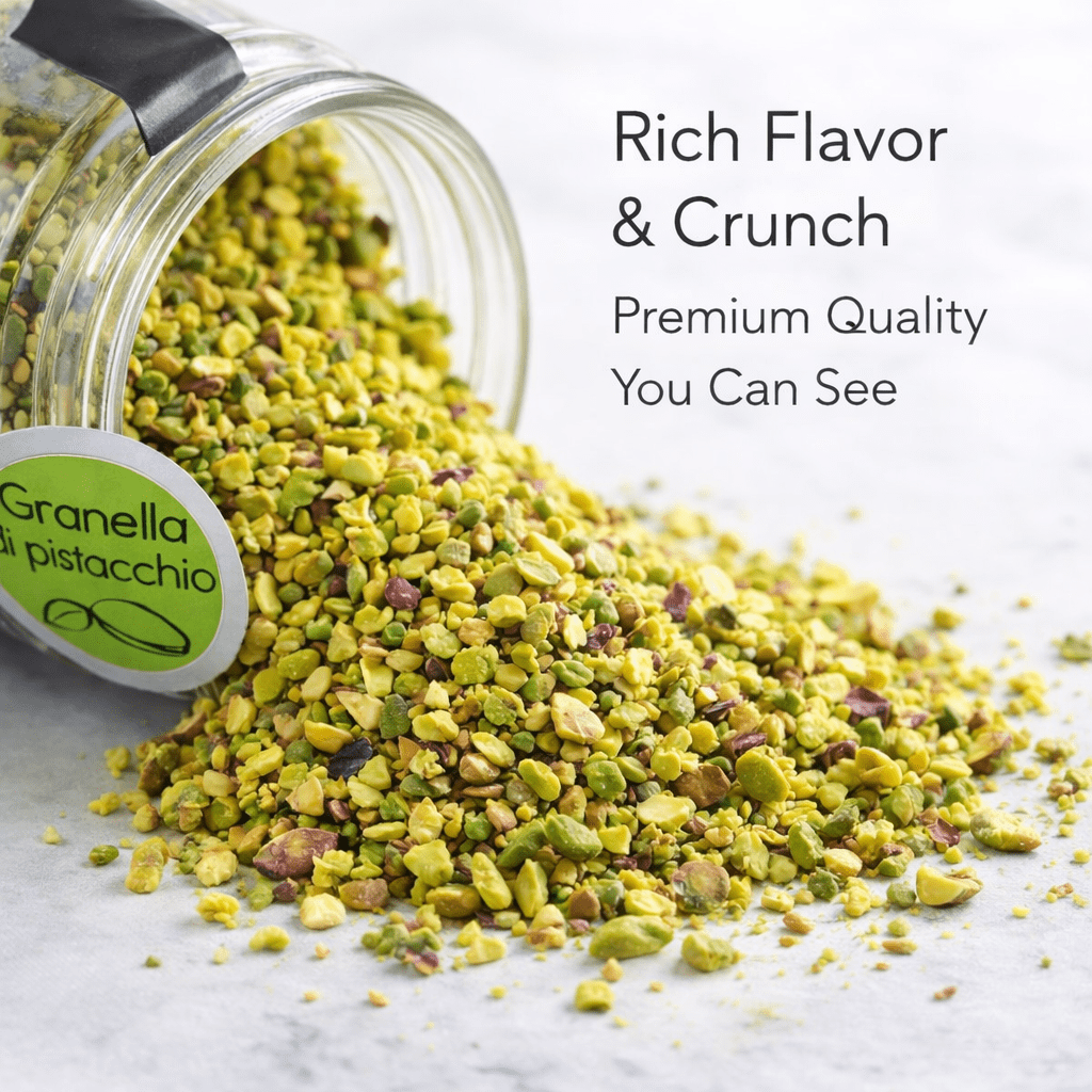 Sciara Chopped Pistachios, 3.5 oz (100 g), Sicilian Unsalted Nuts from Bronte, Italy, Premium for Baking & Topping, pack of 2