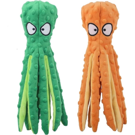Siloon Squeaky Dog Toys, Octopus No Stuffing Crinkle Plush Dog Toys to Keep Them Busy, Interactive Dog Chew Toys for Puppy Teething, Large Dog Toys for Large Medium Small Breeds, Pet Toys, 2 Pack