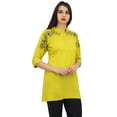 thumbnail image 6 of Phagun Women's Chic Style Tunic Floral Embroidered Yellow Cotton Modal Top-14, 6 of 9
