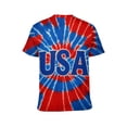 thumbnail image 2 of LAOLIUSN USA Patriotic Tie Dye T-Shirt, Red White Blue 4th of July Graphic Tee, Short Sleeve Crew Neck Shirt, S-4XL, 2 of 7