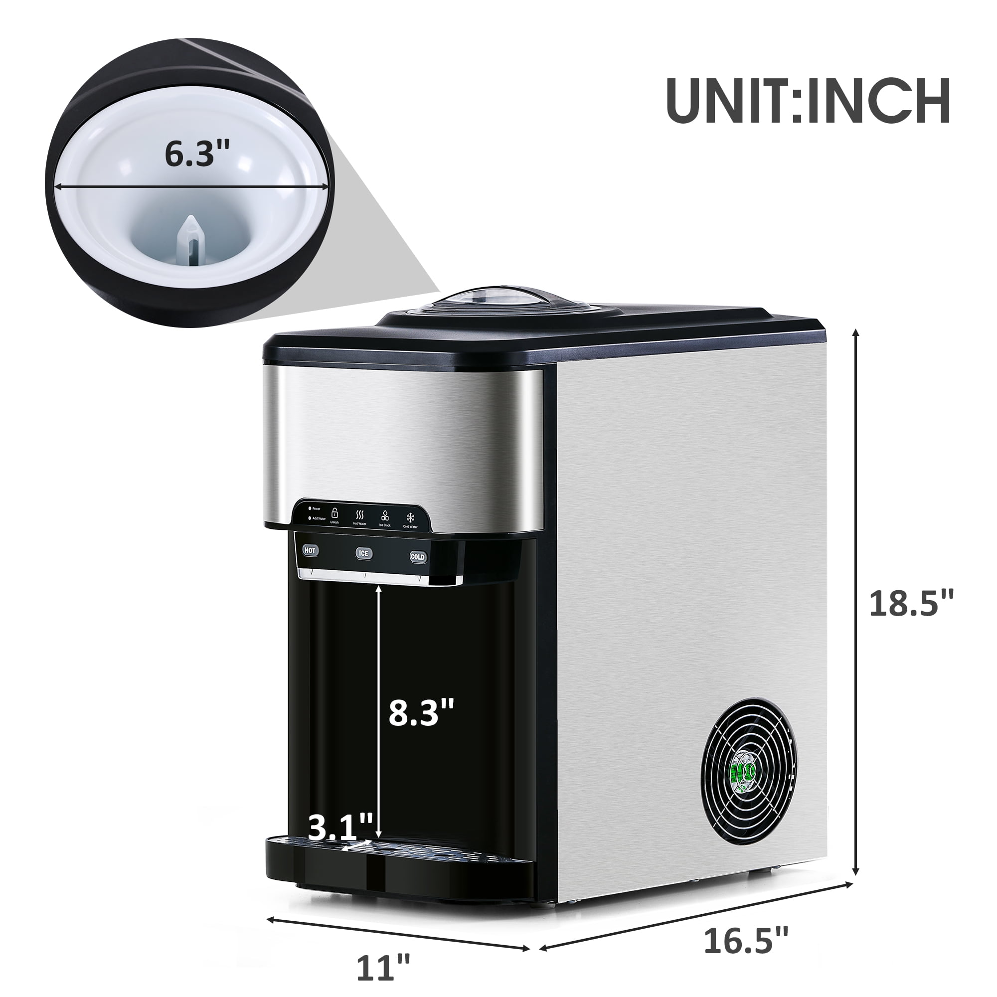 3-in-1 Water Cooler Dispenser with Built-in Ice Maker and 3 Temperature Setting