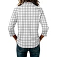 thumbnail image 6 of JULMCOMO Polo Shirts for Women Gingham Plaid Print Collared Button 3/4 Sleeve Loose Trendy Golf Shirts Summer Vacation Outfits Gray S, 6 of 6