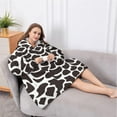 thumbnail image 5 of Oversized Wearable Blanket Hoodie,White and Black Of Leopard Print Sherpa Blanket Hoodie with Super Pockets,Super Warm Fuzzy Pullover for Women & Men, 5 of 6