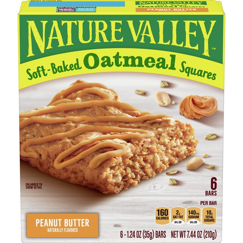 Nature Valley SoftBaked Oatmeal Squares, Peanut Butter, 6 ct, 7.44 oz