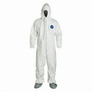 Dupont Hooded Coverall w/Attached Boot,White,XL TY122SWHXL0025VP