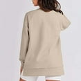 thumbnail image 5 of BKQCNKM Sweatshirt for Women Oversized Sweatshirt for Women's Sweatshirts Long Sleeve Tunic Tops Crew Neck Soft Pullover with Side Zipper Shirt Crewneck Sweatshirts Women, Beige L, 5 of 5