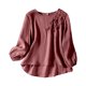 thumbnail image 1 of MHFRRA Camiseta de Manga Larga con Cuello Redondo y Bordado para Mujer, Estilo Bohemio, Holgada, Estilo Vintage, con Apliques Florales Rojo, 1 of 5