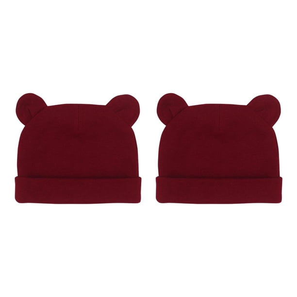 sweethay Gorro de bebé para mantener el calor, gorros multifuncionales para niñas y niños, gorros elásticos para niños pequeños, Otoño Vino rojo 2Conjunto