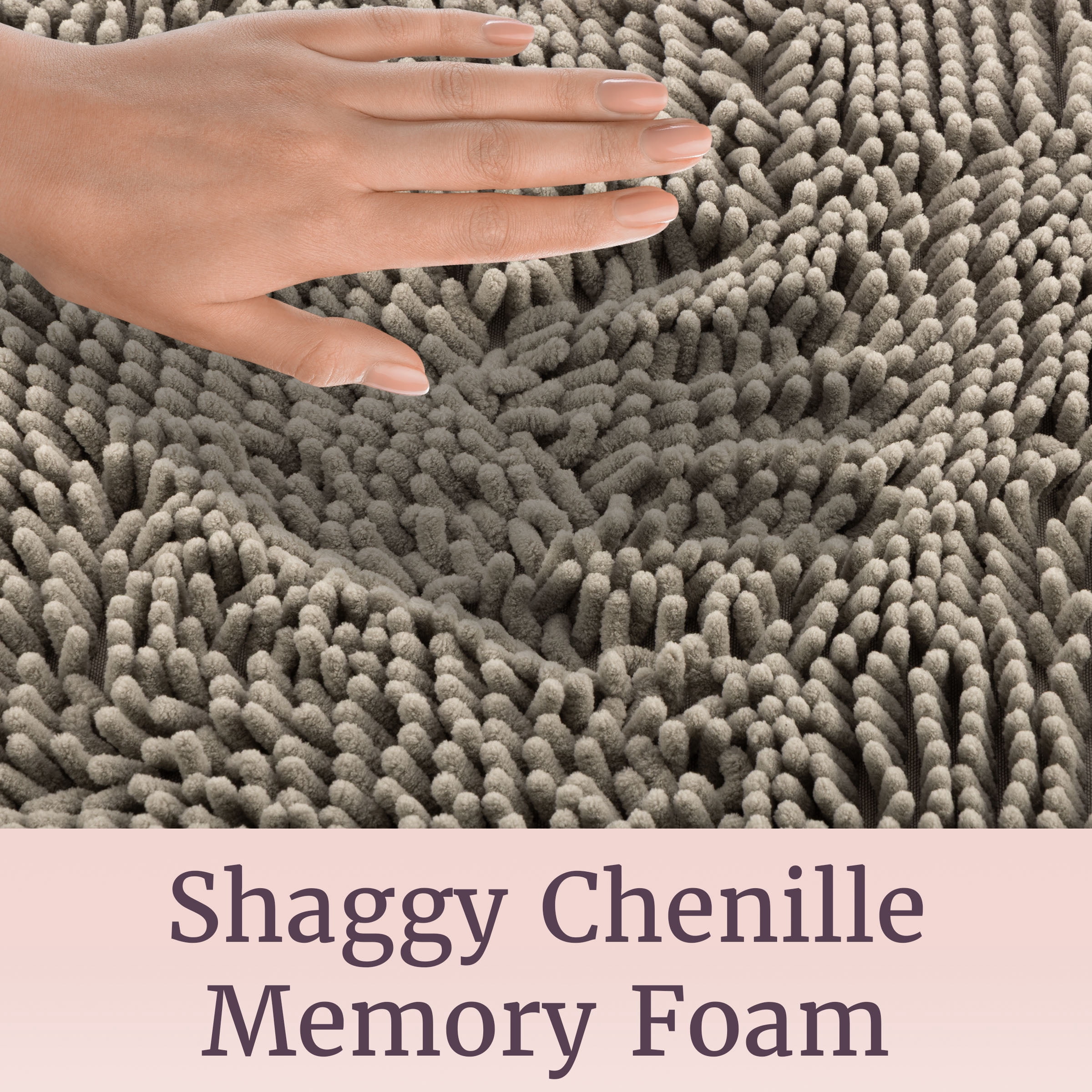 Lavish Home 2-Piece Chenille Memory Foam Bathroom Rugs Set (Gray)