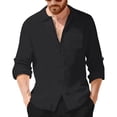 thumbnail image 1 of Camisas de Manga Larga con Botón de Solapa para Hombre de Ajuste Suelto Top de Moda de Bolsillo de Cardigan para el Verano, 1 of 9