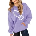 thumbnail image 5 of Girls' Heart Graphic Print Cute Hoodies Long Sleeve Pullover Hoodie Sweatshirt with Pocket Oversized Fleece Lined Cozy Jacket, 5 of 6