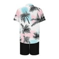 thumbnail image 4 of Stamzod Men Short Sets Outfits 2 Piece Fashion Tropical Printed Summer Short Sleeve Hawaiian Shirts and Shorts Sets Vacation Beach Sweatsuits for Men Black B L, 4 of 5