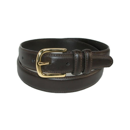 - Men's Big & Tall Leather Feather Edge Belt with Gold Buckle