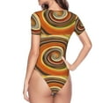 thumbnail image 3 of Uemuo Colorful Swirl Pattern Women's One Piece Short Sleeve Swimsuit Rash Guard Surfing Modest Quick-drying Swimsuit Beach Essentials-Small, 3 of 9