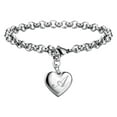 thumbnail image 1 of Pulseras con iniciales para adolescentes Pulseras con corazón de acero inoxidable para mujeres 26 letras Alfabeto Pulsera Regalos de joyería para niñas adolescentes, 1 of 4
