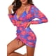 thumbnail image 5 of Conjuntos de bikini triangular floral para mujer INSPIRE CHIC, 3 piezas, traje de baño con cubierta de manga larga, vestido de malla, azul y naranja, tamaño mediano, 5 of 5