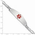 thumbnail image 3 of White Sterling Silver bracelet Medical Figaro Red 7 in 5 mm, 3 of 3