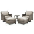 thumbnail image 2 of Unnifurnzi Outdoor Patio Furniture Set-5 Pieces Patio Table and Chairs High Back Outdoor Swivel Glider Chairs with Outdoor Ottoman Small Patio Furniture Set for Porch Balcony Deck-Gray/Beige, 2 of 7