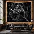 thumbnail image 6 of Double-Spear Warrior Within Serrated Feather Vortex, Adventurous Fantasy for Mythology Fans, Warrior Wall Art, Birthday Gift, Tapestry Wall Hanging for Den and Man Cave, 6 of 7