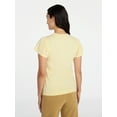 thumbnail image 4 of Time and Tru Women's Crewneck Top with Short Flutter Sleeves, Sizes XS-XXXL, 4 of 6