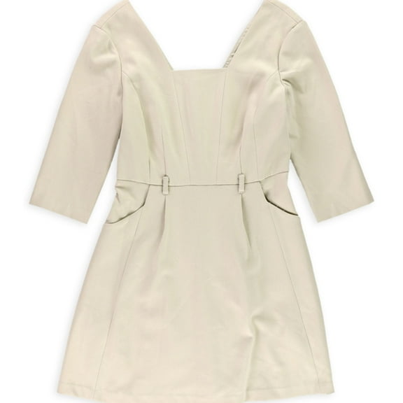 Kensie Womens Solid A-line Dress, Beige, Medium