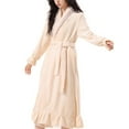 thumbnail image 2 of FDGIU Cozy Fleece Bathrobe for Women, Long Robe with Belt, Plush Flannel House Coat for Women Plus Size, 2 of 6