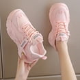 thumbnail image 5 of Sneakers for Women Fashion Platform White Leather Casual Dad Shoes Comfortable Wedge Walking Sport Sneakers-Pink, 5 of 5