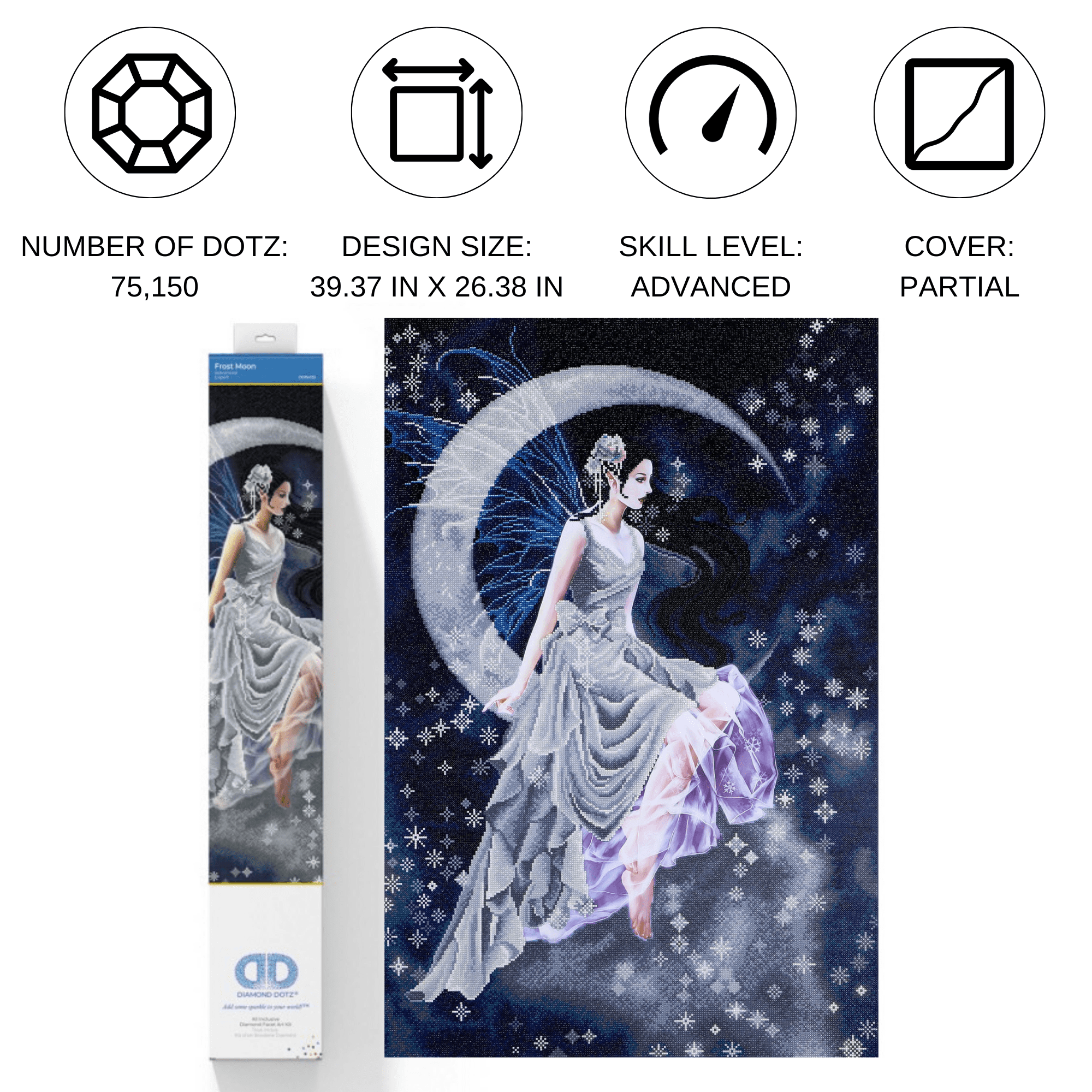 Diamond Dotz Frost Moon Fairy Diamond Painting Kits for Adults - Diamond Art Kits a Relaxing Creative Craft Kit with Dotz Gems  39.4"x39.4"