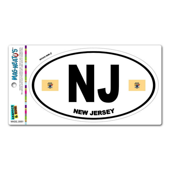 New Jersey State Flag - NJ Euro Oval MAG-NEATO'S(TM) Car/Refrigerator Magnet