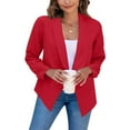 thumbnail image 2 of Lovskoo 2024 Blazers for Women Business Casual Suit Open Front Cardigan Fitted Jacket Office Cropped Solid Blazers Coat Tops Red, 2 of 8