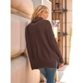 thumbnail image 6 of Women'S Oversized Loose Sweater Autumn Batwing Sleeve Ribbed Tunic Sweater Coffee S, 6 of 7