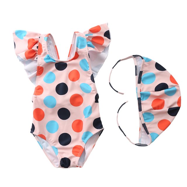 Baby Girl Swimsuit Cute One Piece Bathing Suit with Sun Protection Ruffles Swimwear (9M-6T)