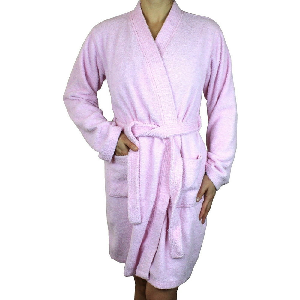 Ms Lovely - Women's Cotton Terry Cloth Long Sleeve Bathrobe - Soft ...