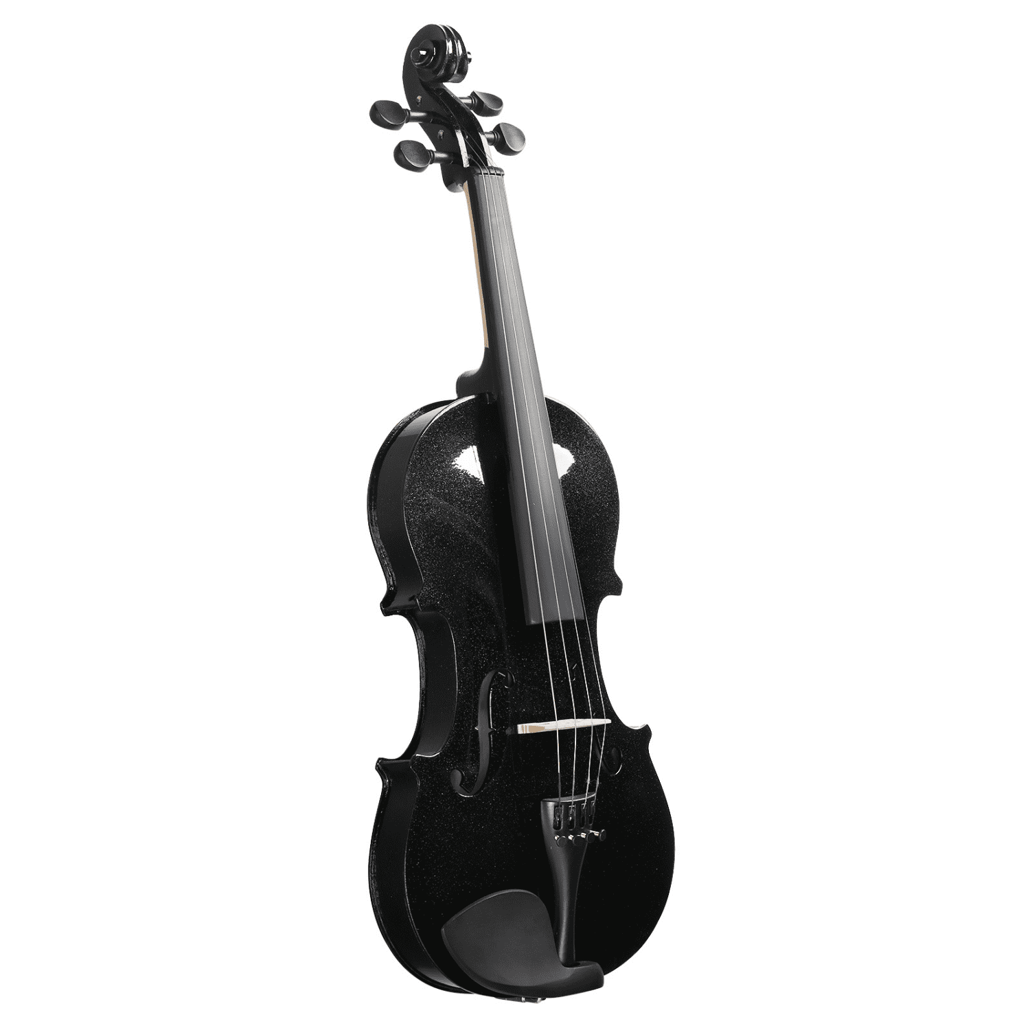 Hassch 4/4 Acoustic Violin Set with Case, Bow and Rosin, Fiddle Starter Kit with Sordine, Extra Strings and Shoulder Rest for Beginners, Black