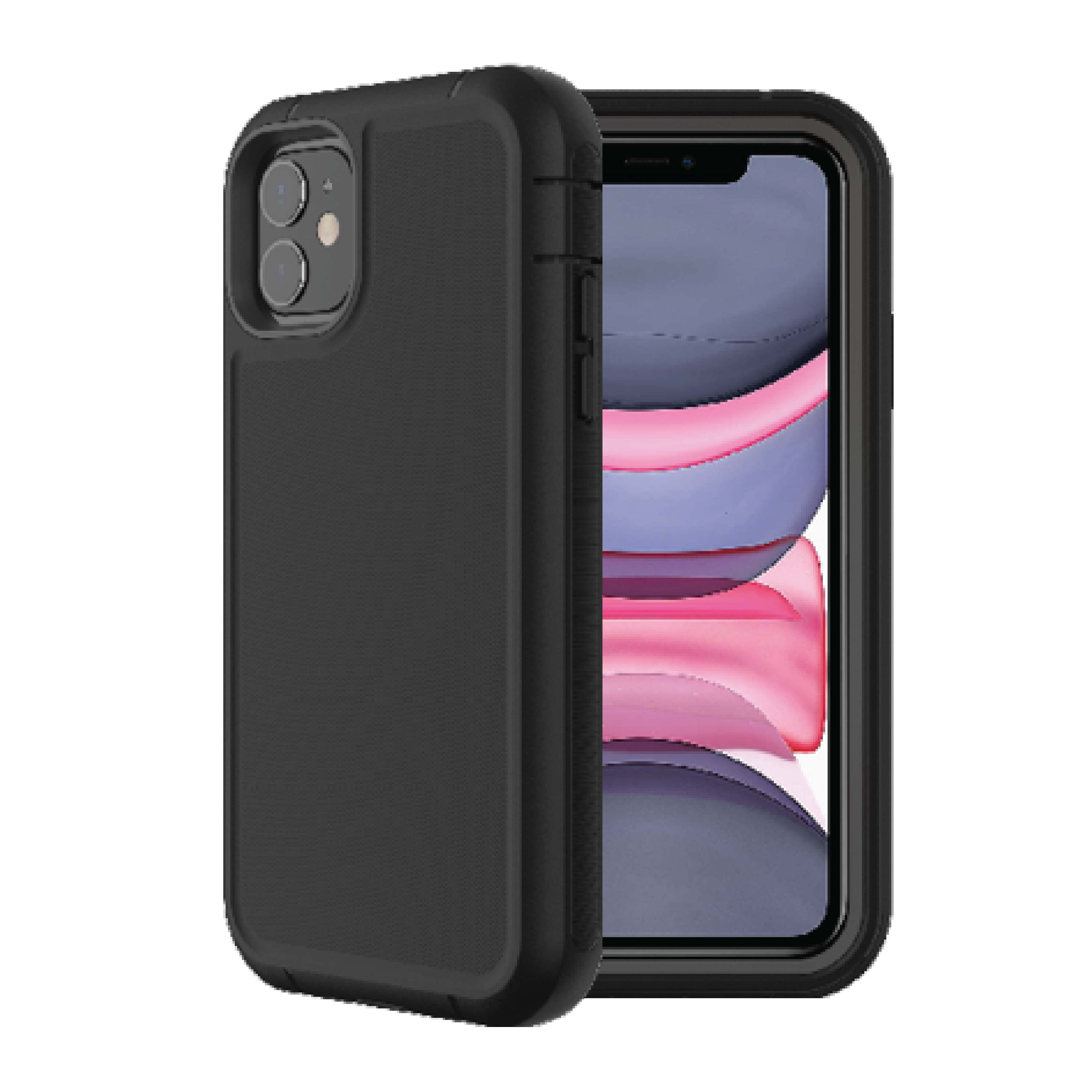 onn Rugged Phone Case with Holster for iPhone 11 / iPhone XR - Black