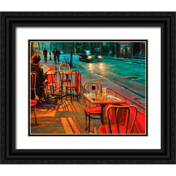 Braithwaite, Bruce 14x12 Black Ornate Wood Framed with Double Matting Museum Art Print Titled - Red Chairs in the Village