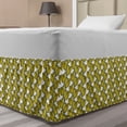 thumbnail image 1 of Yellow and Green Bed Skirt, Composition of Tulips with Coming of Spring Hand Drawn Petals, Elastic Bedskirt Dust Ruffle Wrap Around for Bedding Decor, 4 Sizes, Fern Green and Yellow, by Ambesonne, 1 of 2
