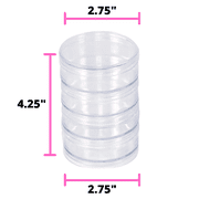 (2 pack) Everything Mary 4 Count Round Stackable Plastic Bead Containers, Clear, (Single)