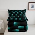 thumbnail image 5 of Manfei Checkered Art King Size Comforter Sets,Geometric Plaid Comforters King Size,Green,Black Reversible,3-Piece,1 Comforter and 2 Pillowcases,3-Piece,1 Comforter and 2 Pillowcases, 5 of 7