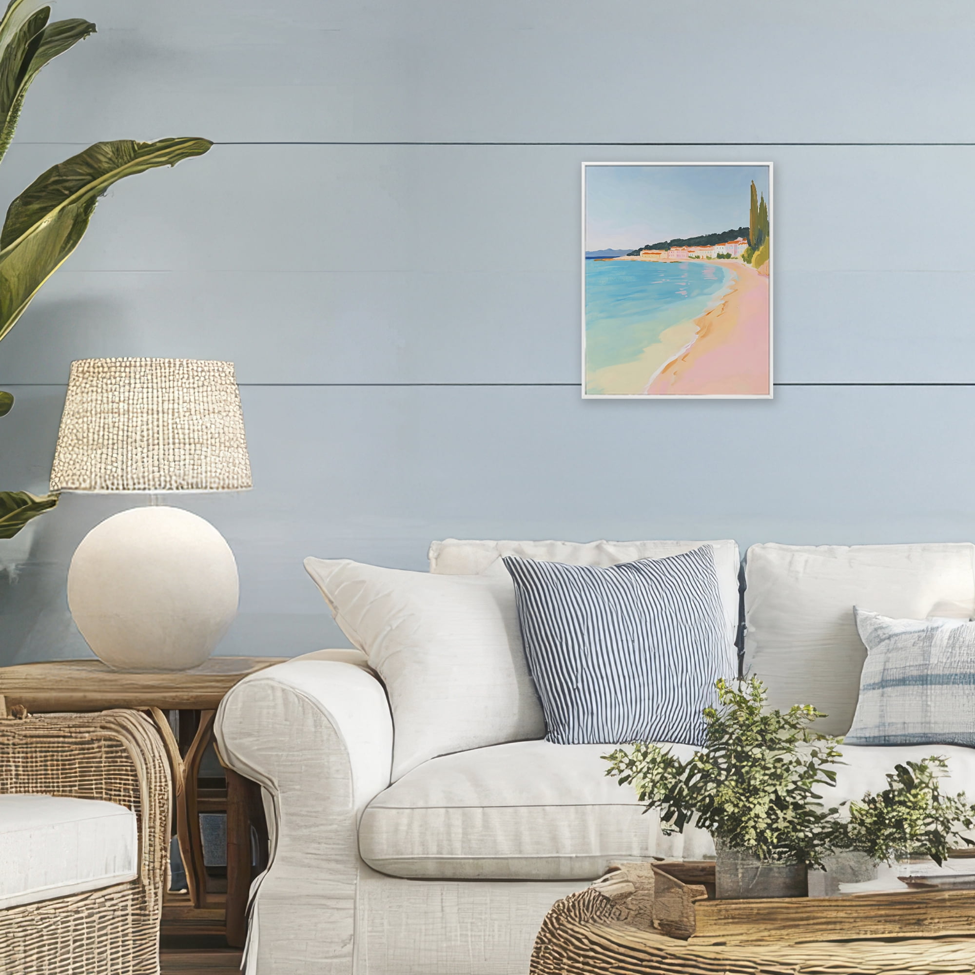 Stupell Industries Abstract Village By The Sea White Framed Giclee Art, design by The Prints Vibe