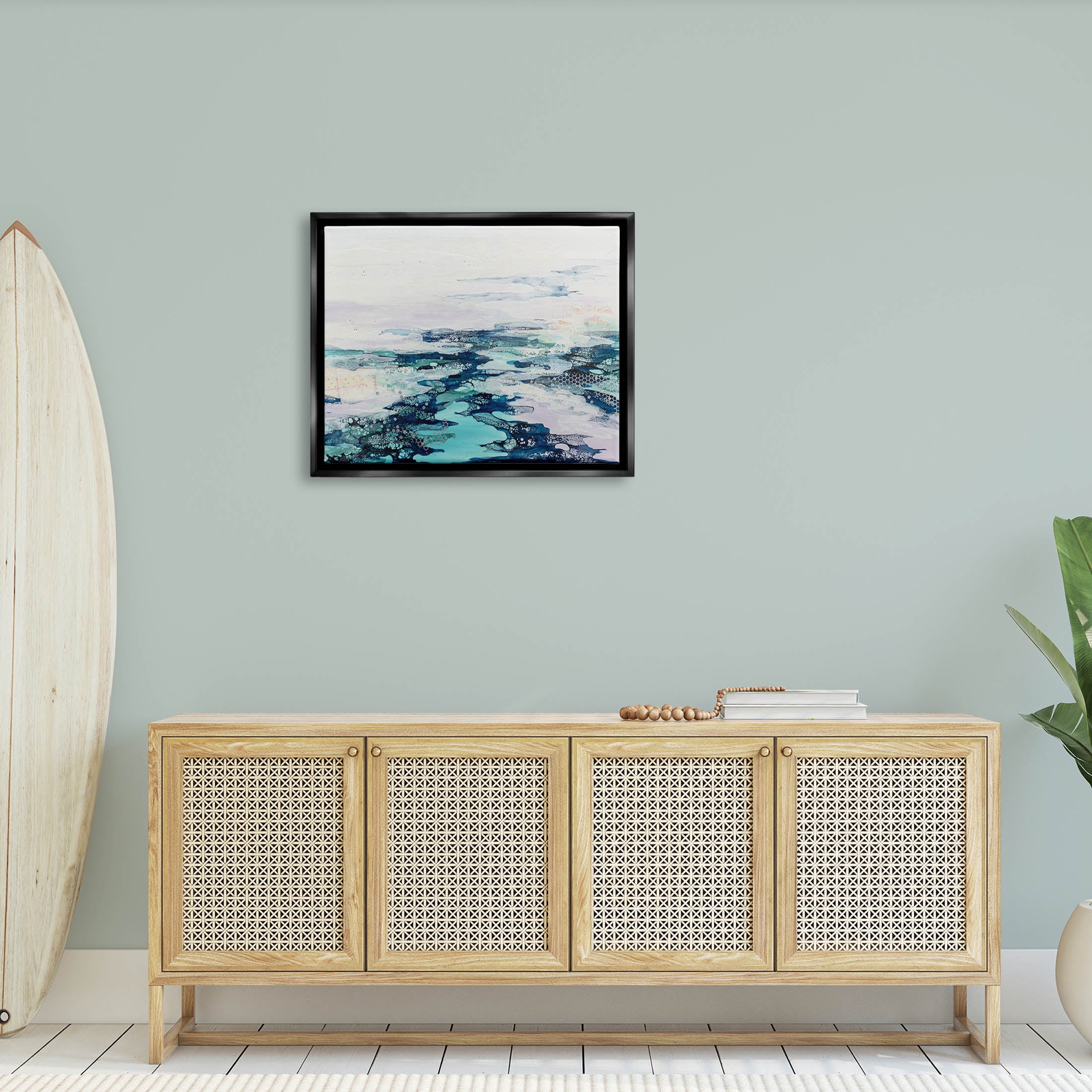 Abstract Water Ocean Composition Abstract Graphic Art Jet Black Framed Art Print Wall Art