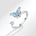 thumbnail image 1 of TABLZONE Multi Color Adjustable Open Ring with Crystal Butterflies Elegant Statement Ring, 1 of 8