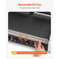 thumbnail image 4 of KFFKFF Commercial Panini Grill, 3600W Electric Sandwich Panini Maker, Stainless Steel Double Sandwichs Press with Handle and Temp Control, 19x9 in Full Grooved Enamel Plate, 4 of 9