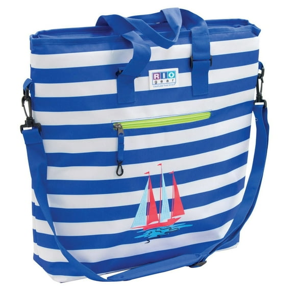 RIO Gear Deluxe Insulated Tote Bag with Bottle Opener - Blue Stripe