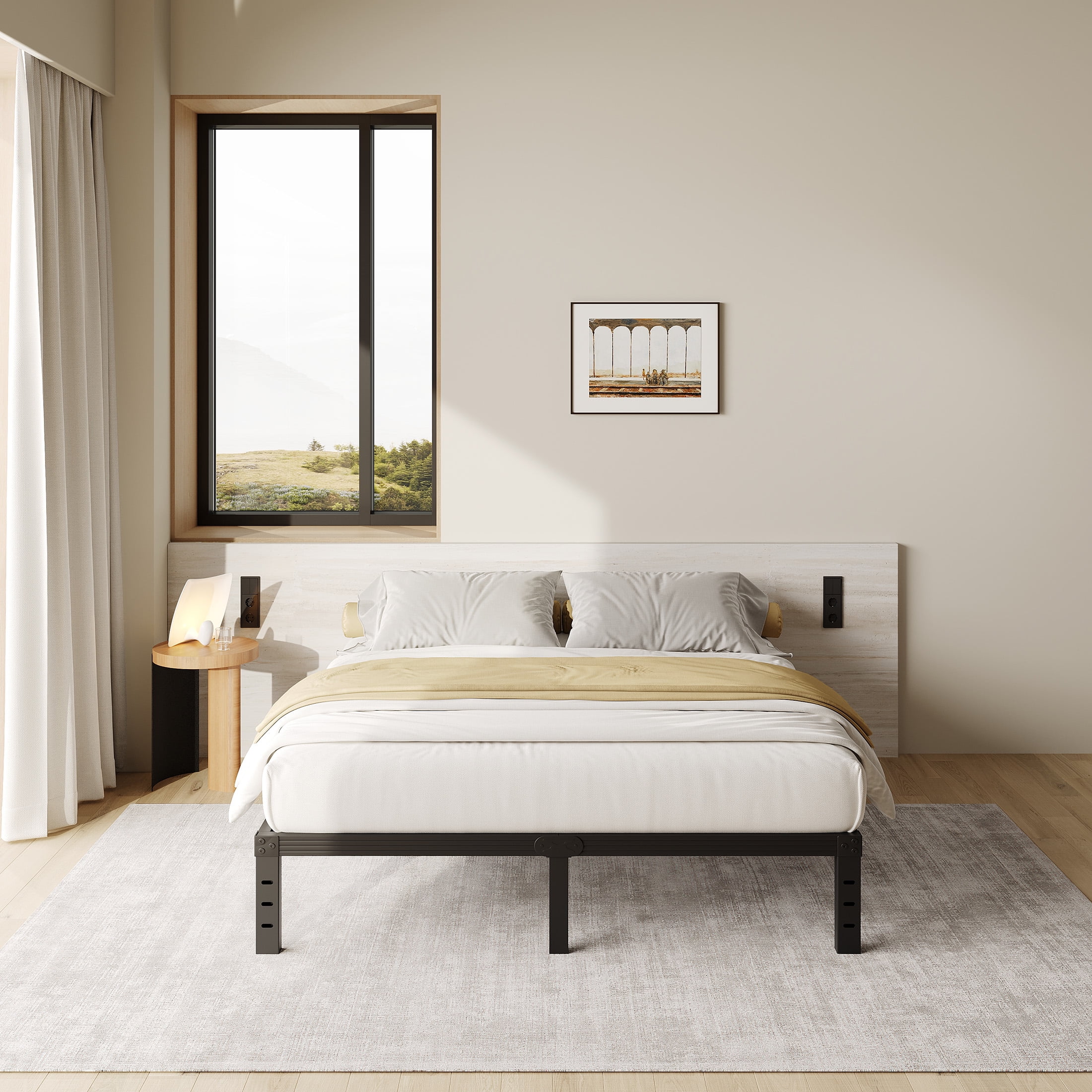 FSCHOS 12 Inch Queen Size Bed Frame, Heavy Duty Metal Platform, No Box Spring Needed, Easy Assembly, Black