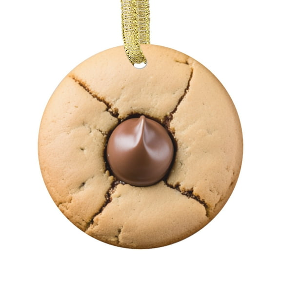 Chocolate Peanut Butter Blossom Cookie Cookies Food Lovers Foodie Novelty Holiday Christmas Ornament Xmas Tree Gift (Flat Design Printed on Ceramic, NOT 3D)