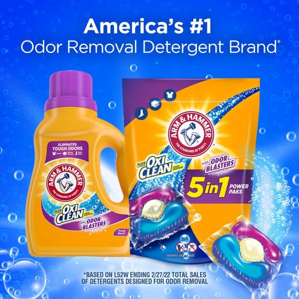 ARM & HAMMER Plus OxiClean with Odor Blasters 5-in-1 Fresh Burst Laundry Detergent Power Paks, 42 Count Bag - image 7 of 16