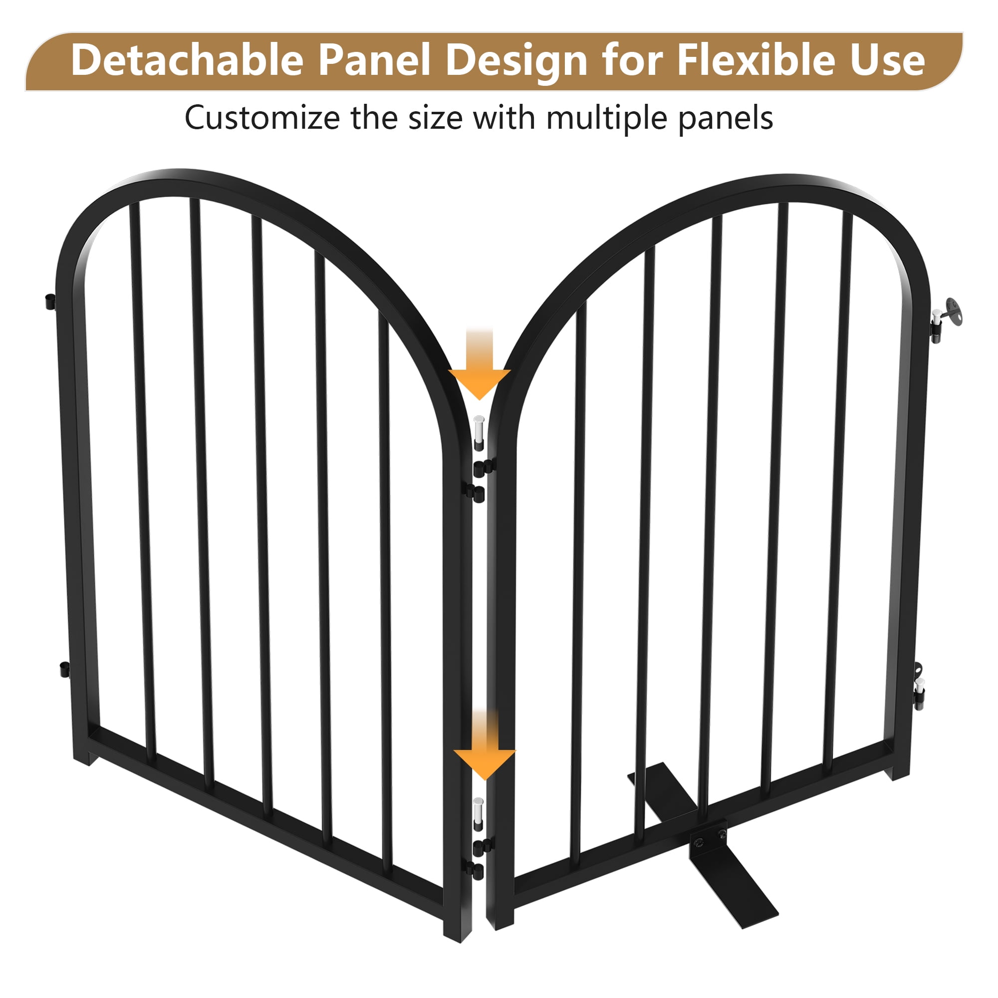 CBJCBJ Indoor Pet Gate, 4 Panel Folding Dog Gate , 24"H Freestanding Metal Pet Fence for Cats and Dogs ,Black